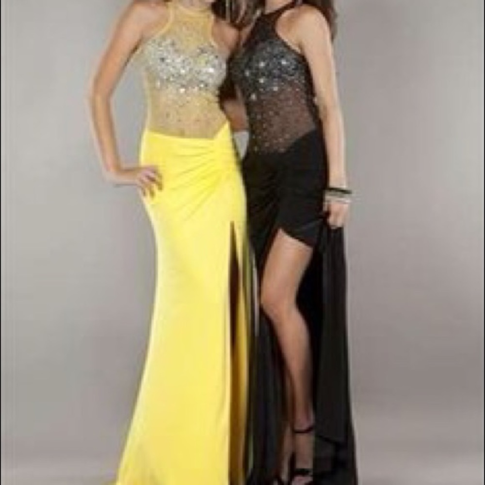 Jovani Crystal Sheer Evening Dress